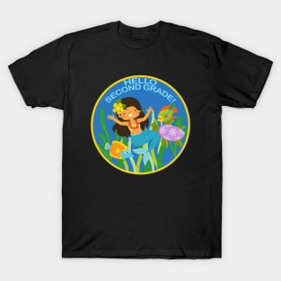 Hello Second Grade! Underwater Friends School Mermaid Children Back to School T-Shirt